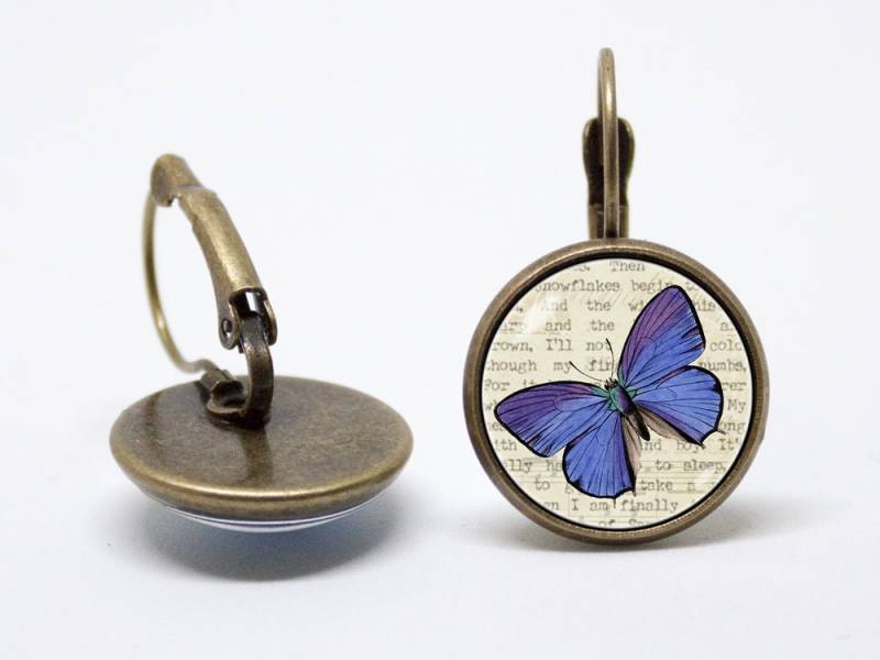 Schmetterling Schmuck Insekt Ohrringe Motte Geschenk Biologie Blau von WorldOfDream