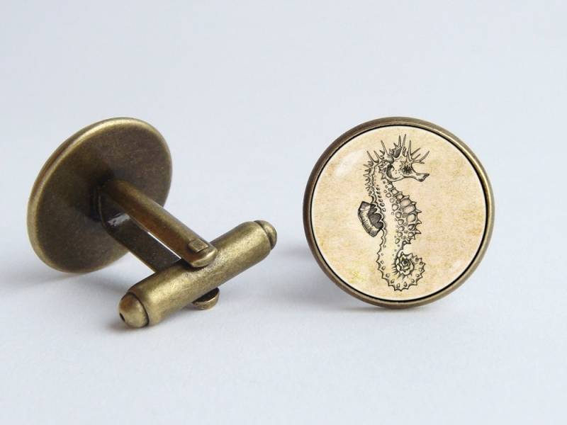 Seepferdchen Manschettenknöpfe Strand Schmuck Männer Meer Pferd Geschenk Sailor Ozean Einfache Sea Life Wildlife von WorldOfDream