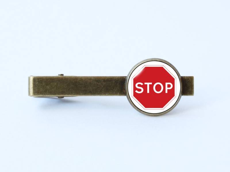 Stopp Zeichen Krawatte Clip Verkehr Autofahrer Geschenk Lustige Stop Bar Schmuck Straße Straßenschild von WorldOfDream