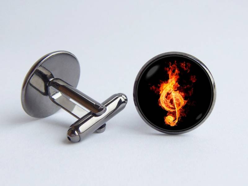 Treble Clef Manschettenknöpfe Feuer Höhenschlüssel Musik Schmuck Geschenk Für Musiker Liebhaber Musical Sänger von WorldOfDream