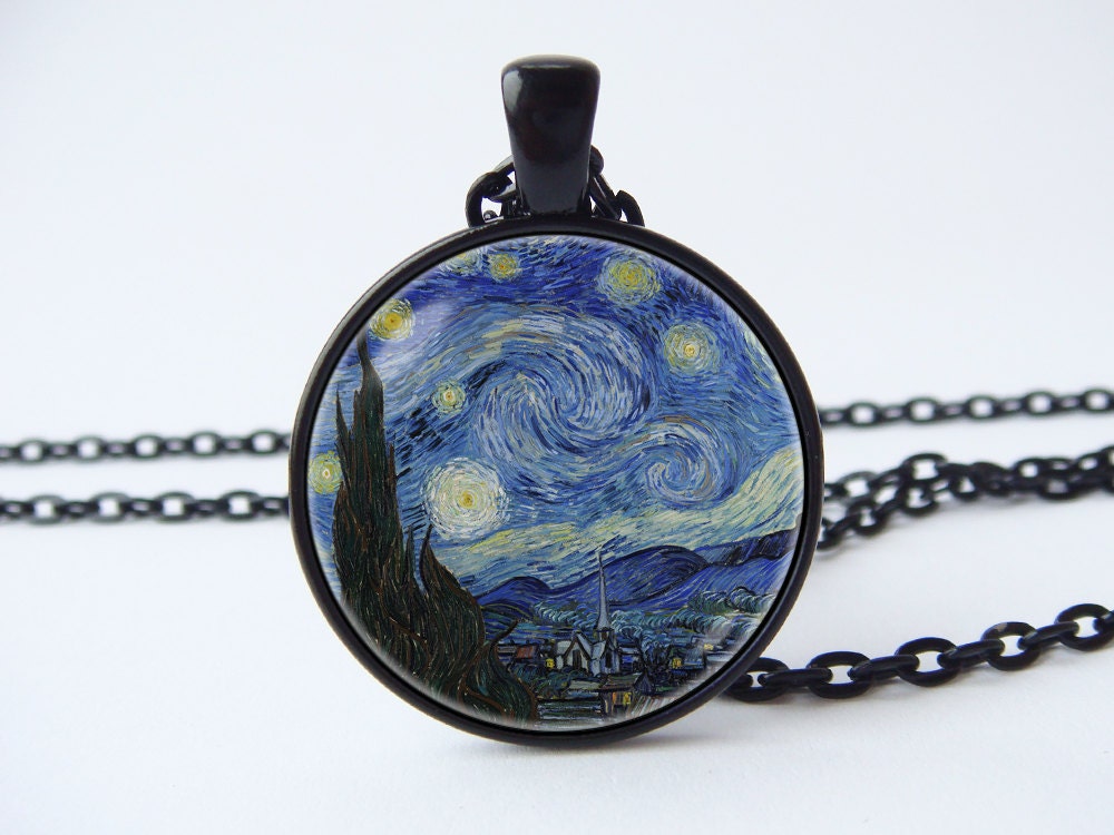 Van Gogh Halskette Sternennacht Anhänger Schmuck Kunst Classic Art Stilvolles Geschenk von WorldOfDream
