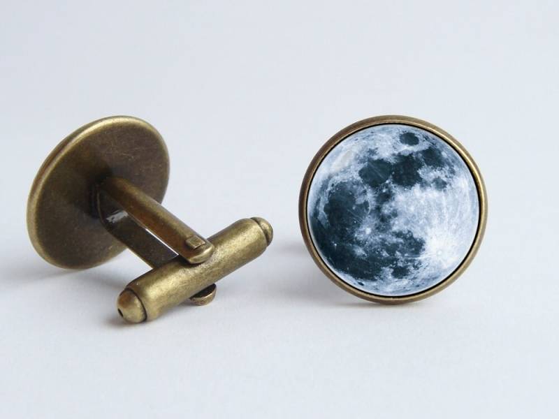 Vollmond Manschette Nere Links Mond Manschettenknöpfe Schmuck Galaxy Universum Raum Grau Kosmos Aus Dem von WorldOfDream