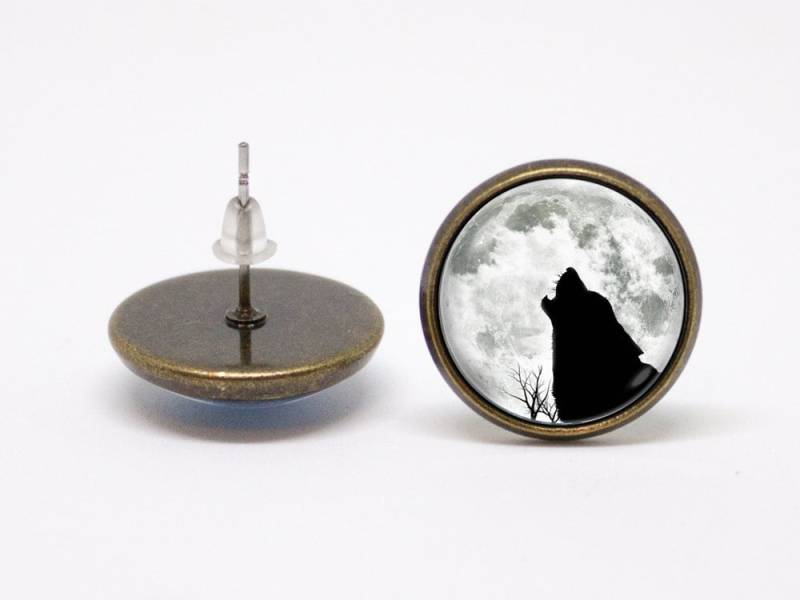 Wolf Ohrringe Mond Schmuck Freundin Geschenk Howling Tier Vollmond Gestüt Mädchen von WorldOfDream