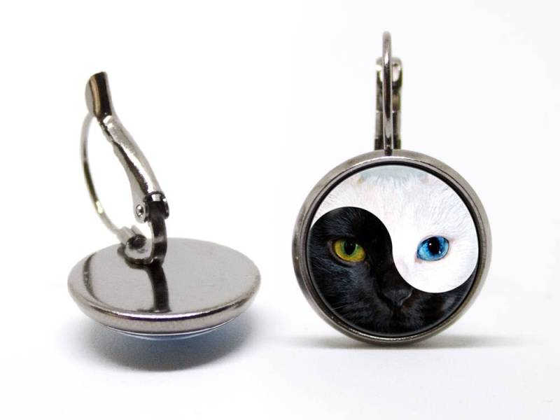 Yin Yang Katzen Ohrringe Schwarz-Weiß Schmuck Geschenk Katze Tochter Gleichgewicht von WorldOfDream