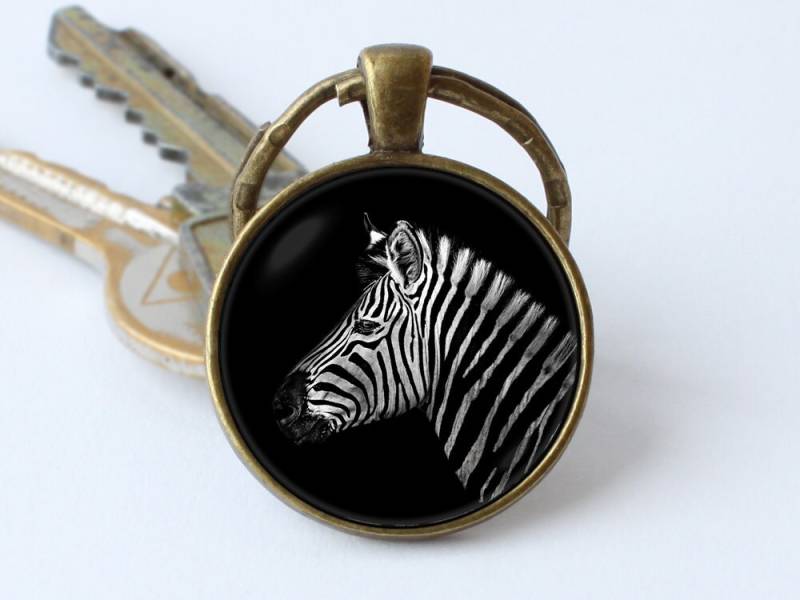 Zebra Schlüsselanhänger Schmuck Safari Tiere Tier Afrika Zoo Kopf von WorldOfDream