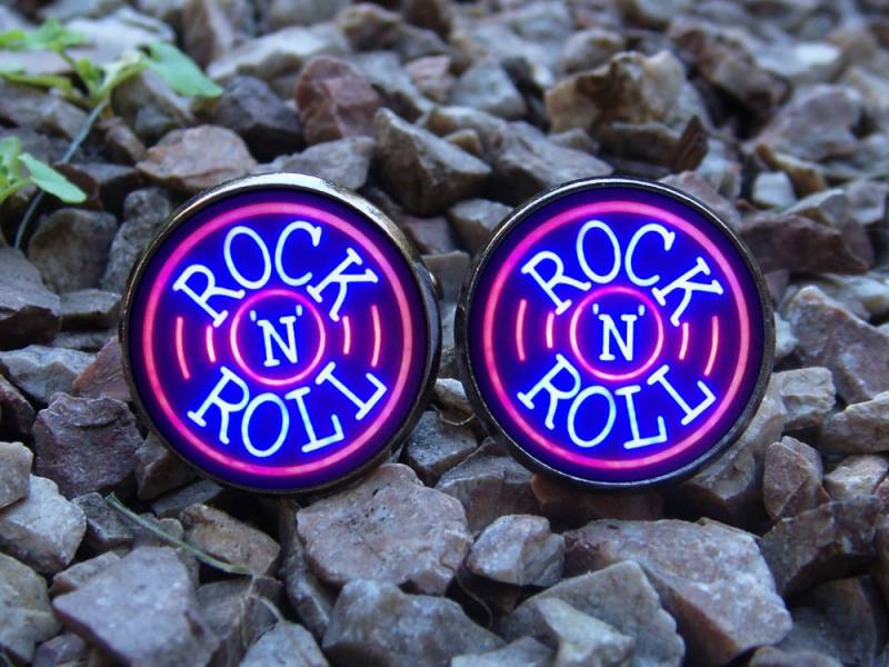 Glühende Cufflinks Rock'n'roll/Musik Manschettenknöpfe Rock N Roll Geschenk Freund Männer Schmuck Leuchtet Im Dunkeln von WorldOfGlow