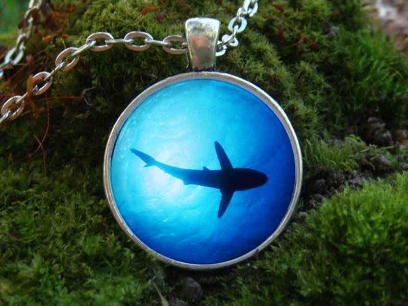 Glühende Halskette/Shark Anhänger Weihnachtsgeschenk Im Dunkeln Leuchtenden Fisch Unter Wasser Leuchtet Schmuck Ocean-Anhänger von WorldOfGlow