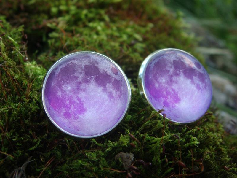 Leuchten Im Dunkeln Ohrringe/Mond Handgemacht Leuchtender Lila Schmuck Glow von WorldOfGlow