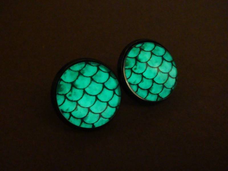 Little Mermaid Ohrringe/Glühen in Den Dunklen Grün Skalen Glowing Schmuck Dragon Fantasy von WorldOfGlow