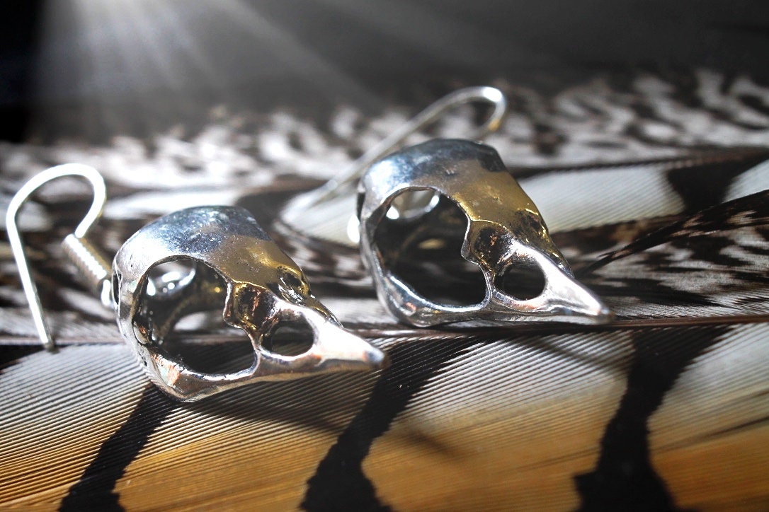 Silberne Schädel Ohrringe, Versilbert, Nickelfrei // Bleifrei, Vogelkopf, Totenkopf, Gothic Schmuck, Vogelschädel Ohrschmuck, Festivals Silberne Schädel Ohrringe, Versilbert, Nickelfrei // Bleifrei, Vogelkopf, Totenkopf, Gothic Schmuck, Vogelschädel Ohrschmuck, Festivals von WorldOfNaiad