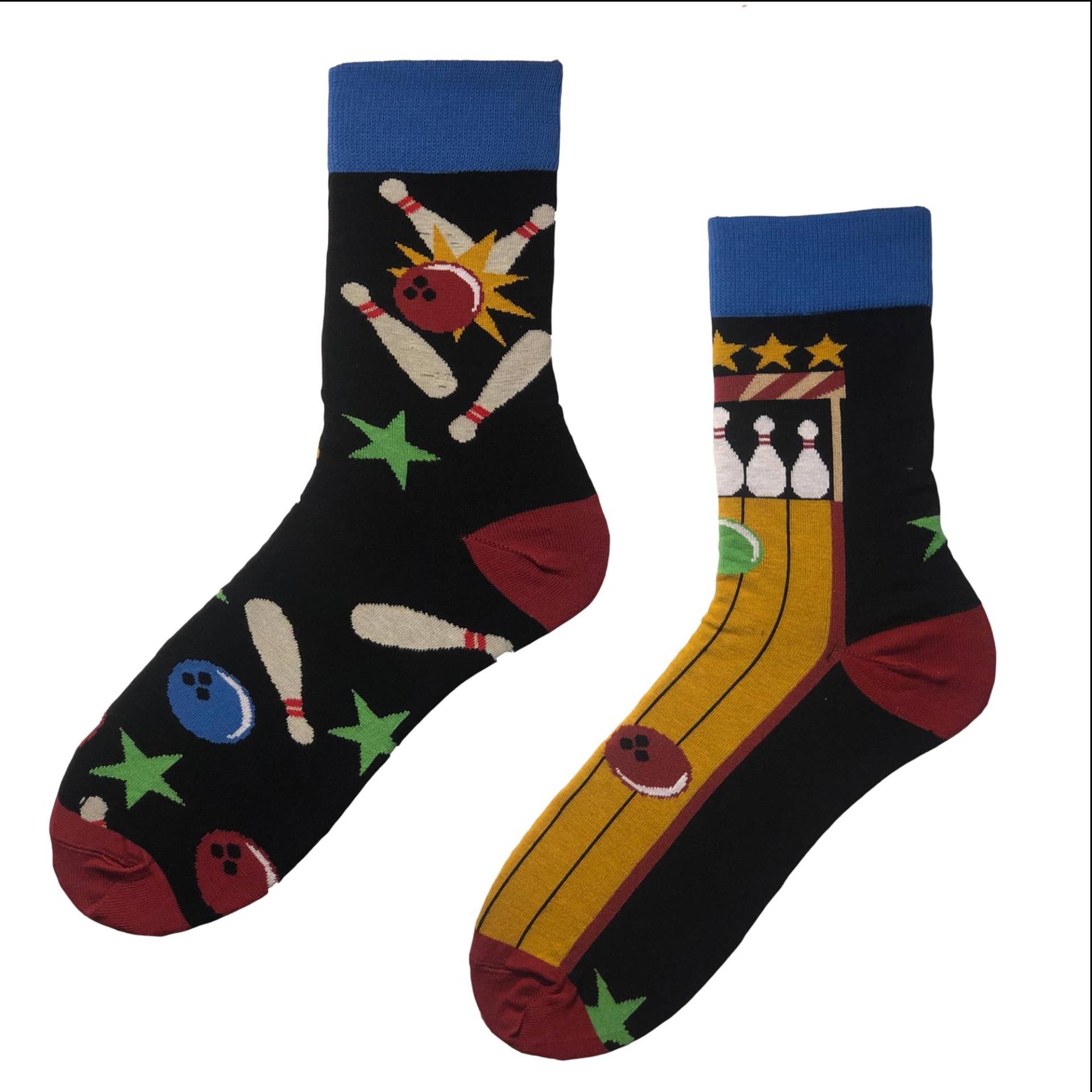 Bowling Kegel Bowlen Club Männer Frauen Socken Socken, Lustige Verrückte Bunte Geschenkidee, Perfektes Geschenk, Mismatched von WorldOfSocks001