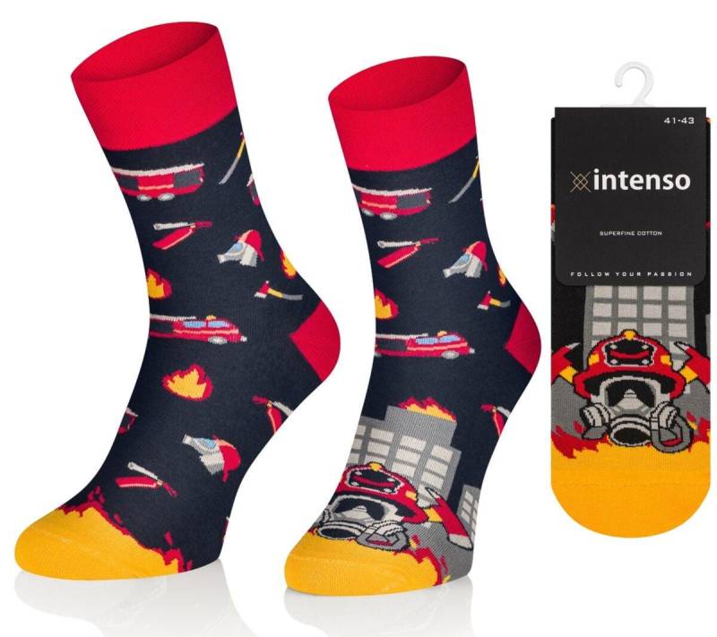 Feuerwehrmann Feuerwehrauto Männer Socken, Lustige Verrückte Bunte Geschenkidee, Perfektes Geschenk, Mismatched von WorldOfSocks001