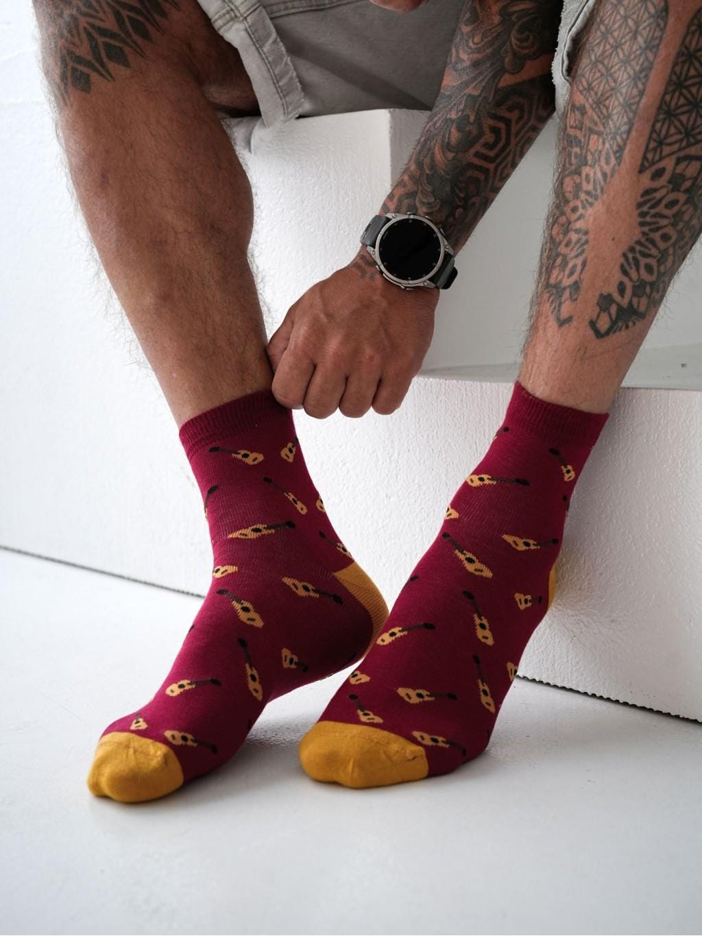 Gitarre Rock Musik Spieler Band Electric Men Socken , Socken, Lustige Verrückte Bunte Geschenkidee, Perfektes Geschenk, Mismatched von WorldOfSocks001