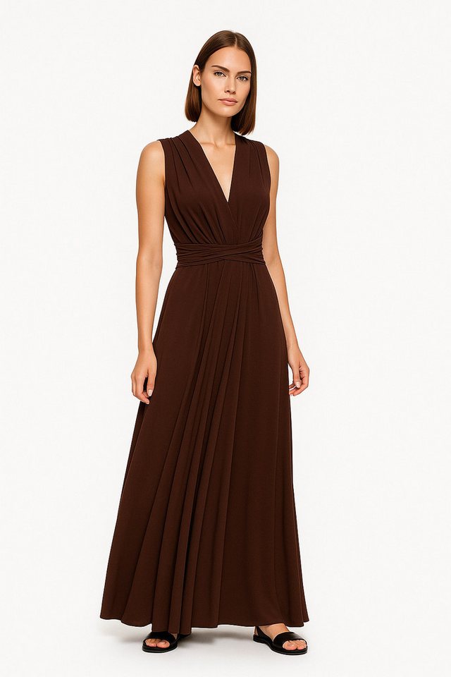 Worldclassca Abendkleid Worldclassca Abendkleid Partykleid Lang mit Schlitz Sommerkleid Maxikleid Cocktailkleid Wickelkleid Elegant Schulterfrei Ärmellos von Worldclassca