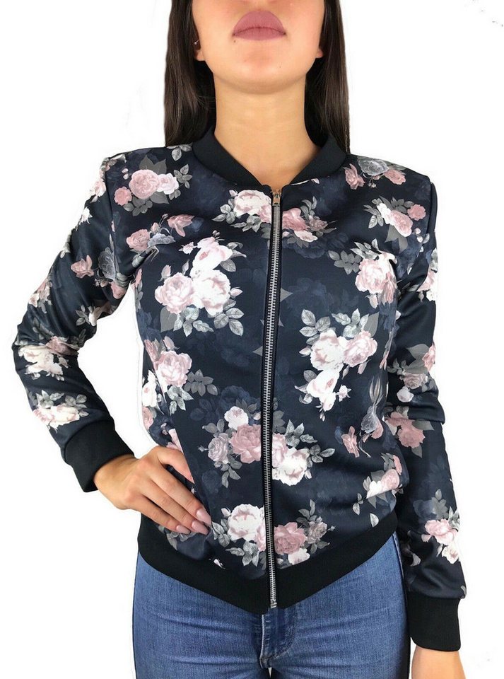Worldclassca Blouson Worldclassca Damen Bomberjacke Blumenprint Übergangsjacke mit Zipper Neue Kollektion - Stilvolle und gemütliche Mode für Damen von Worldclassca