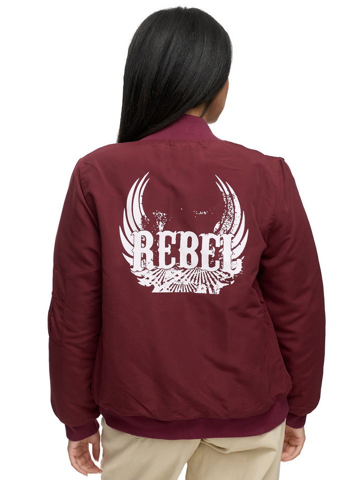 Worldclassca Bomberjacke Worldclassca Bomber Jacke mit REBEL Print Übergangs Freizeit Blouson "REBEL" Print von Worldclassca