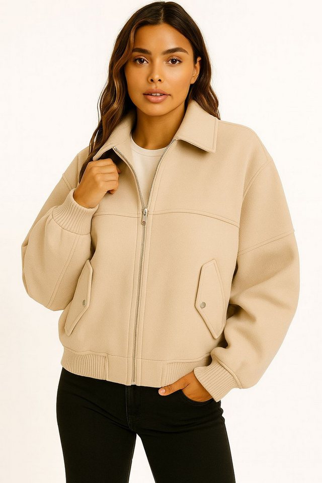 Worldclassca Bomberjacke Worldclassca Bomberjacke Trench Kragen Oversize Übergangsjacke Blouson Neue Kollektion - Stilvolle und gemütliche Mode für Damen von Worldclassca