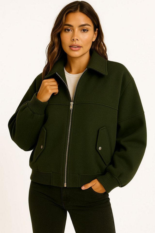 Worldclassca Bomberjacke Worldclassca Bomberjacke Trench Kragen Oversize Übergangsjacke Blouson Neue Kollektion - Stilvolle und gemütliche Mode für Damen von Worldclassca