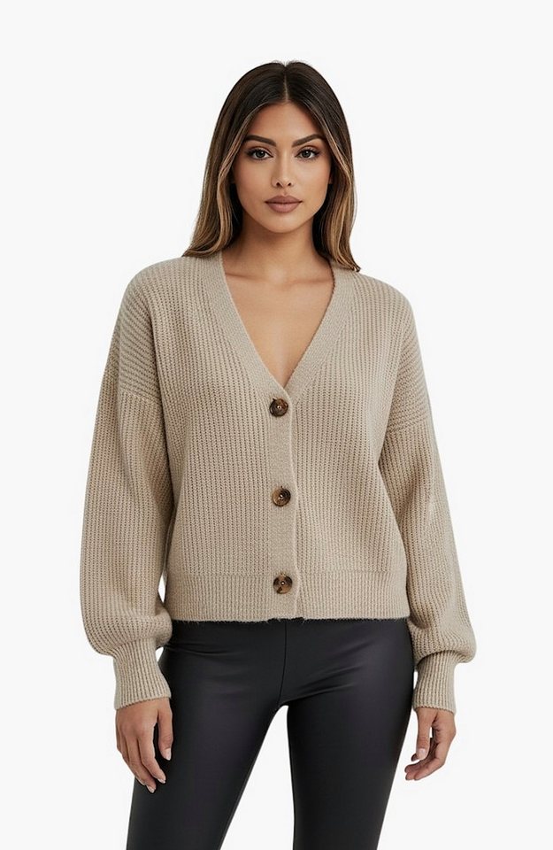 Worldclassca Cardigan WORLDCLASSCA Cardigan Oversize V-Neck Button Strickjacke Ballonärmeln Neue Kollektion - Stilvolle und gemütliche Strickmode für Damen von Worldclassca