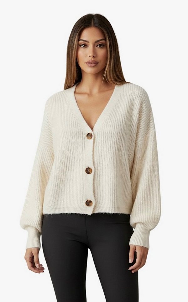 Worldclassca Cardigan WORLDCLASSCA Cardigan Oversize V-Neck Button Strickjacke Ballonärmeln Neue Kollektion - Stilvolle und gemütliche Strickmode für Damen von Worldclassca