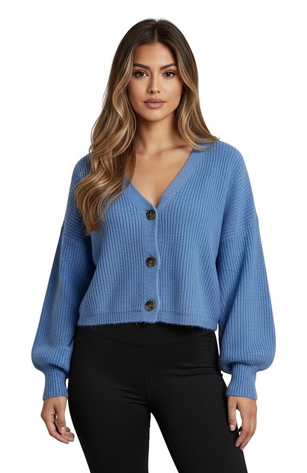 Worldclassca Cardigan WORLDCLASSCA Cardigan Oversize V-Neck Button Strickjacke Ballonärmeln Neue Kollektion - Stilvolle und gemütliche Strickmode für Damen von Worldclassca