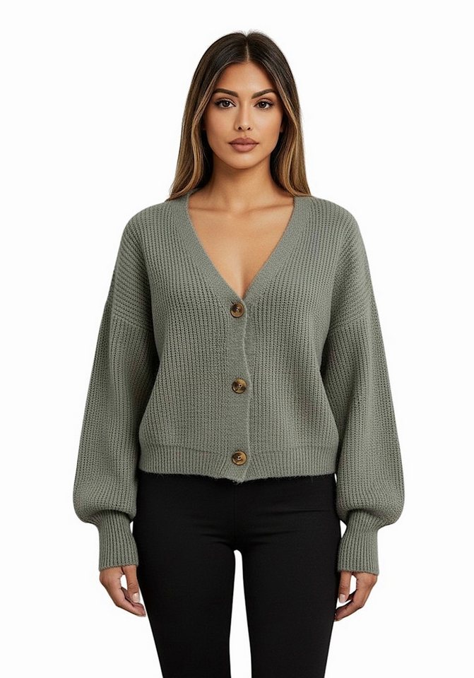 Worldclassca Cardigan WORLDCLASSCA Cardigan Oversize V-Neck Button Strickjacke Ballonärmeln Neue Kollektion - Stilvolle und gemütliche Strickmode für Damen von Worldclassca