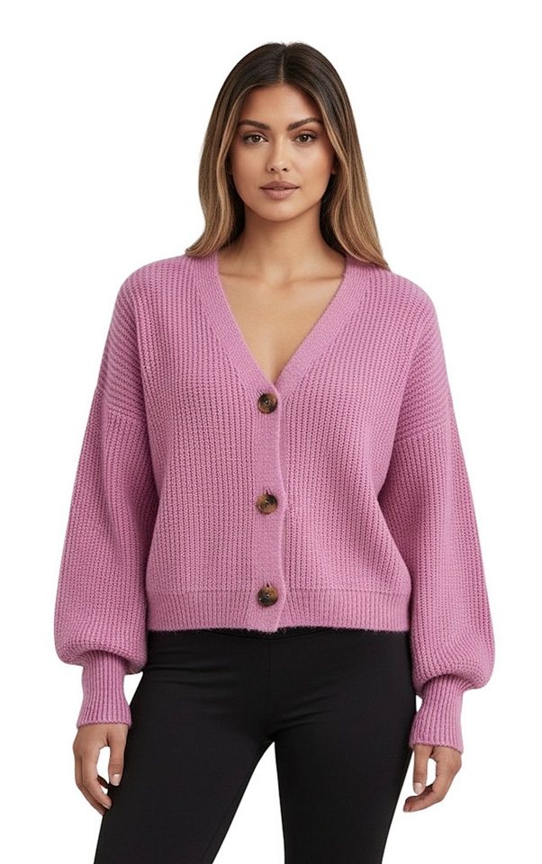 Worldclassca Cardigan WORLDCLASSCA Cardigan Oversize V-Neck Button Strickjacke Ballonärmeln Neue Kollektion - Stilvolle und gemütliche Strickmode für Damen von Worldclassca