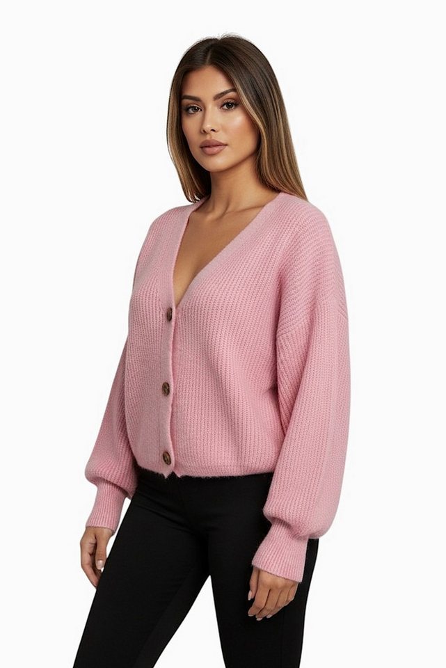 Worldclassca Cardigan WORLDCLASSCA Cardigan Oversize V-Neck Button Strickjacke Ballonärmeln Neue Kollektion - Stilvolle und gemütliche Strickmode für Damen von Worldclassca