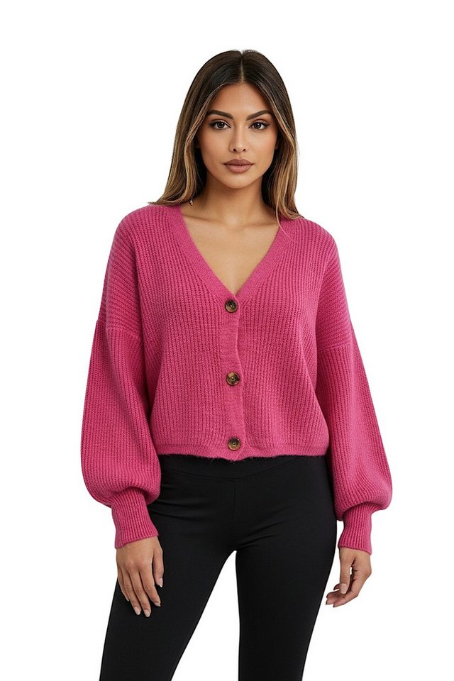 Worldclassca Cardigan WORLDCLASSCA Cardigan Oversize V-Neck Button Strickjacke Ballonärmeln Neue Kollektion - Stilvolle und gemütliche Strickmode für Damen von Worldclassca