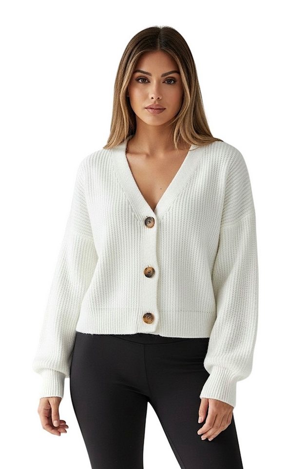 Worldclassca Cardigan WORLDCLASSCA Cardigan Oversize V-Neck Button Strickjacke Ballonärmeln Neue Kollektion - Stilvolle und gemütliche Strickmode für Damen von Worldclassca
