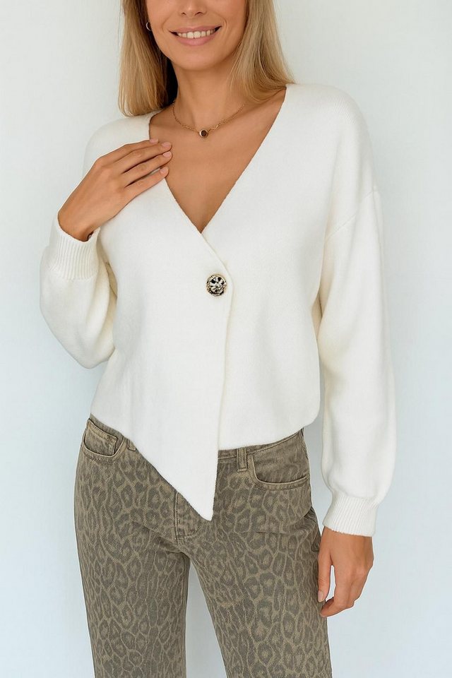Worldclassca Cardigan WORLDCLASSCA Cardigan Strickjacke V-Ausschnitt Pulllover mit Knopf Neue Kollektion - Stilvolle und gemütliche Strickmode für Damen von Worldclassca