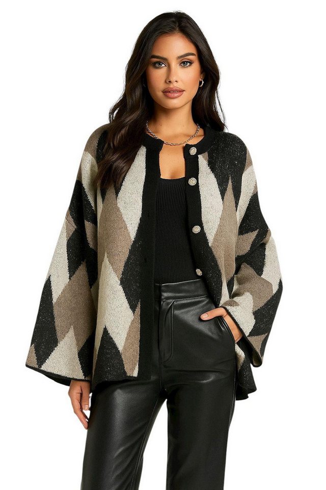 Worldclassca Cardigan WORLDCLASSCA Damen Cardigan Karo Muster Strickjacke Knöpfen Fashion Neue Kollektion - Stilvolle und gemütliche Strickmode für Damen von Worldclassca