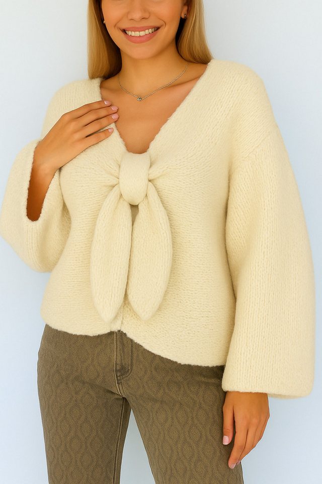 Worldclassca Cardigan WORLDCLASSCA Damen Oversize Cardigan Strickjacke mit Schleife Fashion Neue Kollektion - Stilvolle und gemütliche Strickmode für Damen von Worldclassca