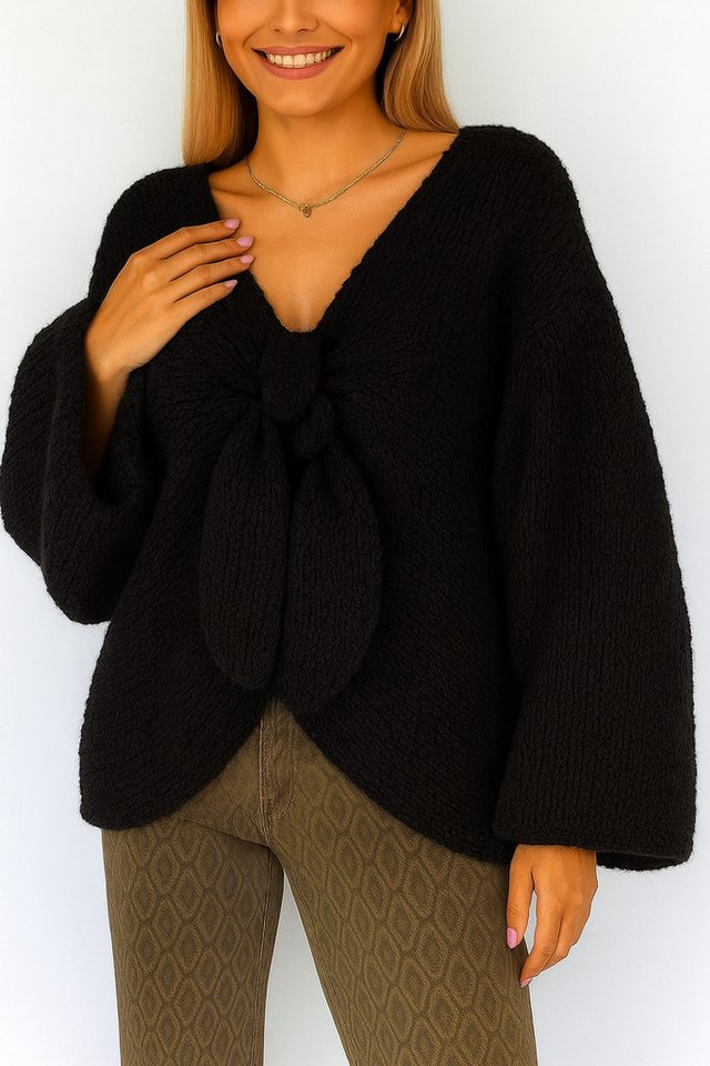 Worldclassca Cardigan WORLDCLASSCA Damen Oversize Cardigan Strickjacke mit Schleife Fashion Neue Kollektion - Stilvolle und gemütliche Strickmode für Damen von Worldclassca