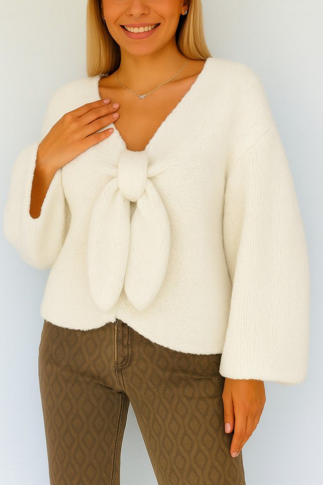 Worldclassca Cardigan WORLDCLASSCA Damen Oversize Cardigan Strickjacke mit Schleife Fashion Neue Kollektion - Stilvolle und gemütliche Strickmode für Damen von Worldclassca