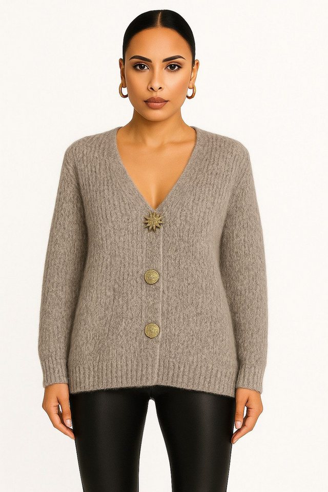 Worldclassca Cardigan WORLDCLASSCA Strickjacke Oversize Cardigan Strickpulllover Broschen Neue Kollektion - Stilvolle und gemütliche Strickmode für Damen von Worldclassca