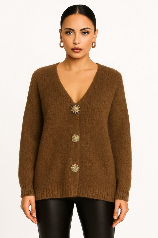 Worldclassca Cardigan WORLDCLASSCA Strickjacke Oversize Cardigan Strickpulllover Broschen Neue Kollektion - Stilvolle und gemütliche Strickmode für Damen von Worldclassca