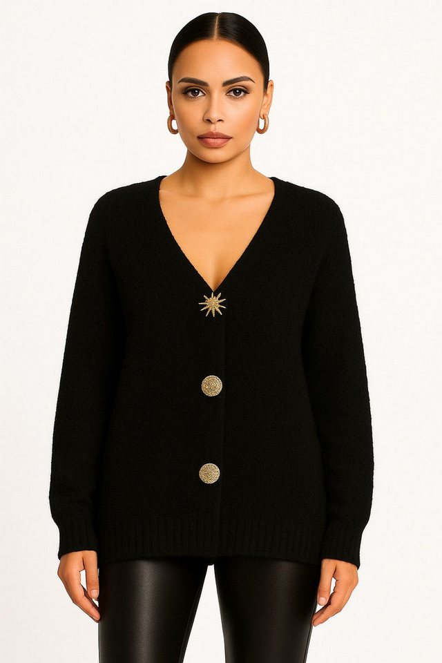 Worldclassca Cardigan WORLDCLASSCA Strickjacke Oversize Cardigan Strickpulllover Broschen Neue Kollektion - Stilvolle und gemütliche Strickmode für Damen von Worldclassca