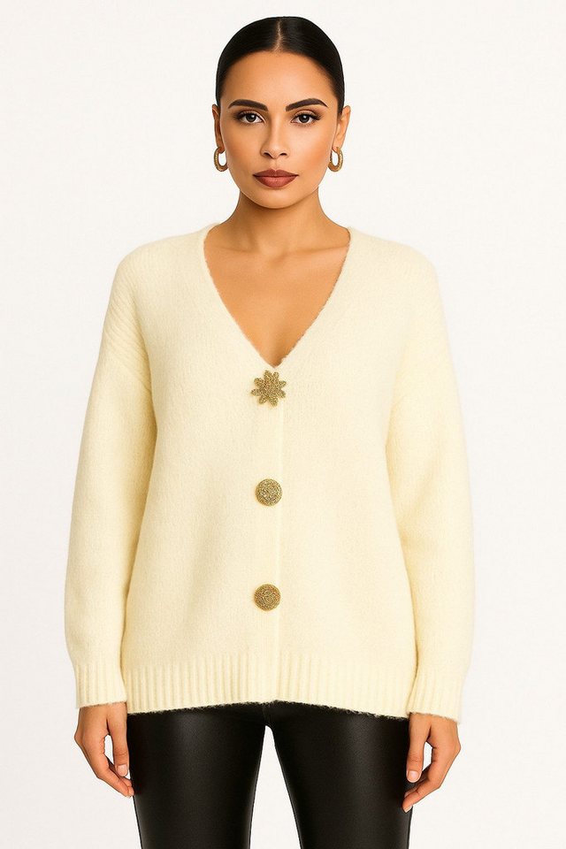 Worldclassca Cardigan WORLDCLASSCA Strickjacke Oversize Cardigan Strickpulllover Broschen Neue Kollektion - Stilvolle und gemütliche Strickmode für Damen von Worldclassca