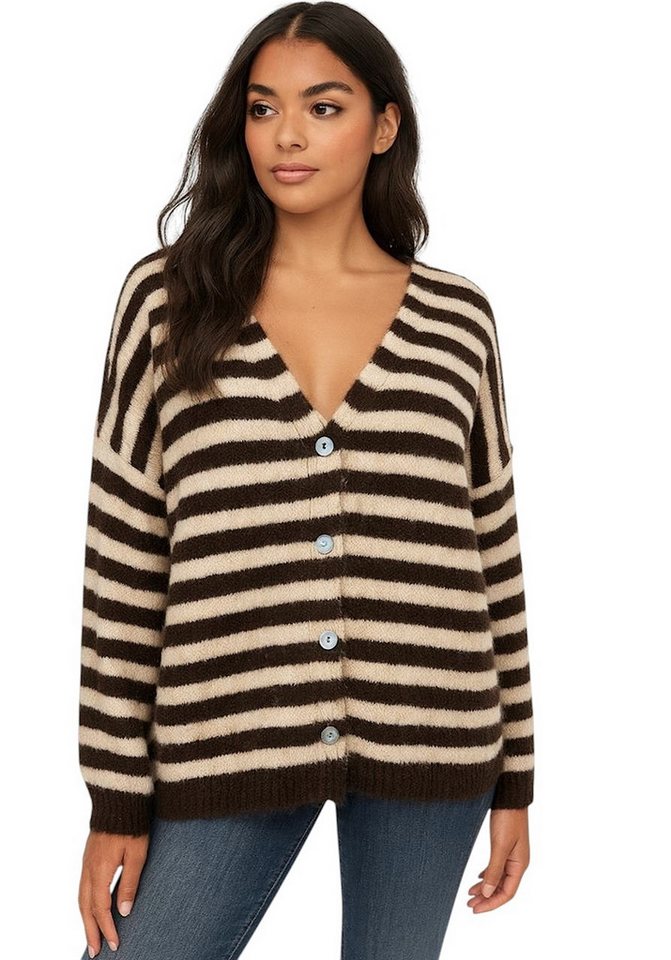 Worldclassca Cardigan WORLDCLASSCA Strickjacke mit Knopf Strickpullover Gestreift Streifen Neue Kollektion - Stilvolle und gemütliche Strickmode für Damen von Worldclassca