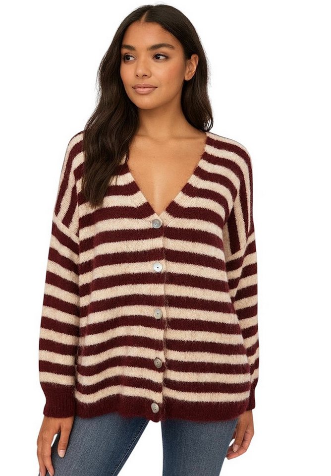 Worldclassca Cardigan WORLDCLASSCA Strickjacke mit Knopf Strickpullover Gestreift Streifen Neue Kollektion - Stilvolle und gemütliche Strickmode für Damen von Worldclassca