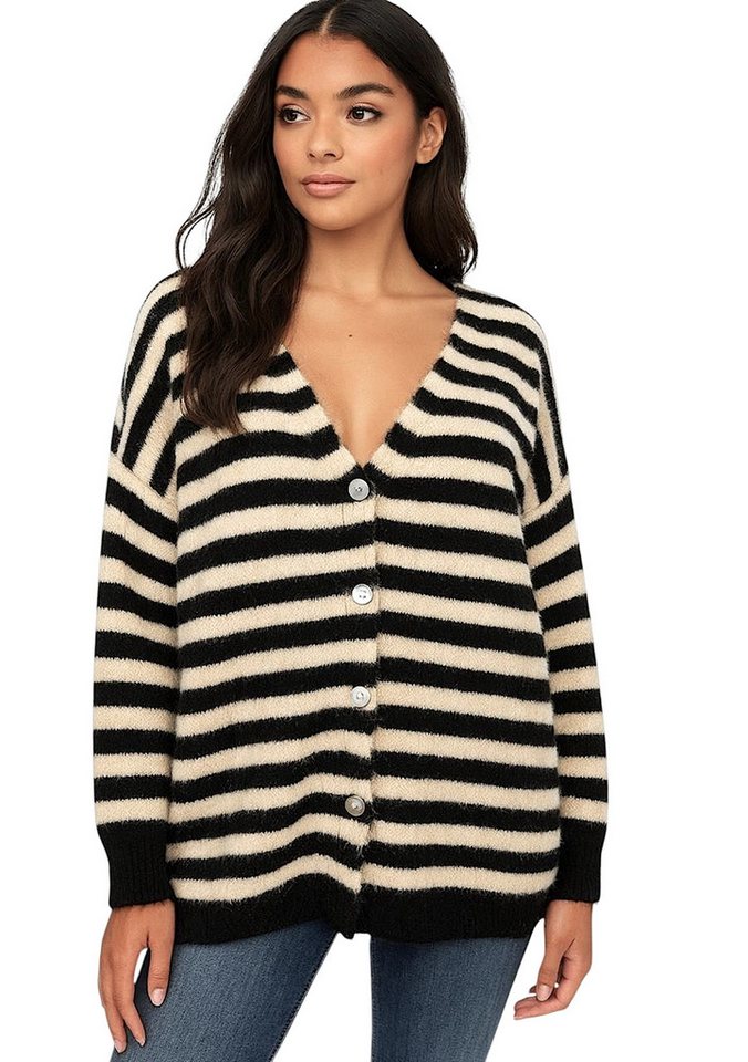 Worldclassca Cardigan WORLDCLASSCA Strickjacke mit Knopf Strickpullover Gestreift Streifen Neue Kollektion - Stilvolle und gemütliche Strickmode für Damen von Worldclassca