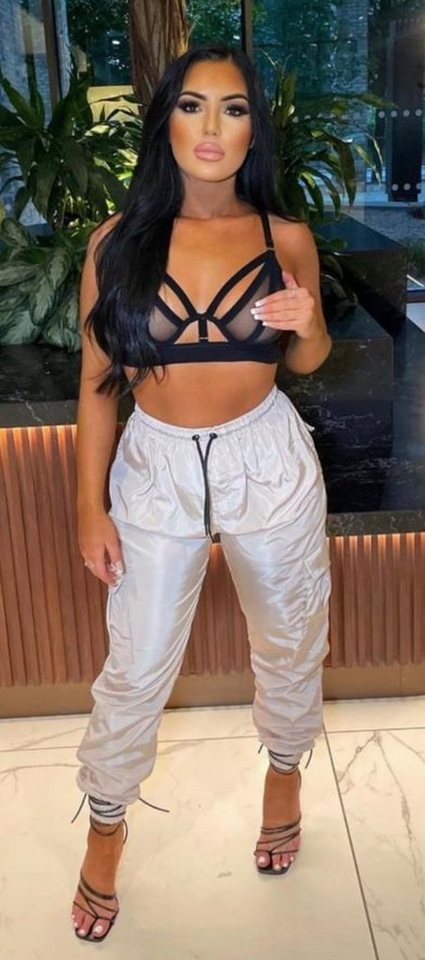 Worldclassca Cargohose Worldclassca Damen Cargohose Party Sommer Jogginghose Uni Windbreaker Hose Einfarbig Glänzend Fitnesshose Sweatpants Freizeithose XS-XL von Worldclassca