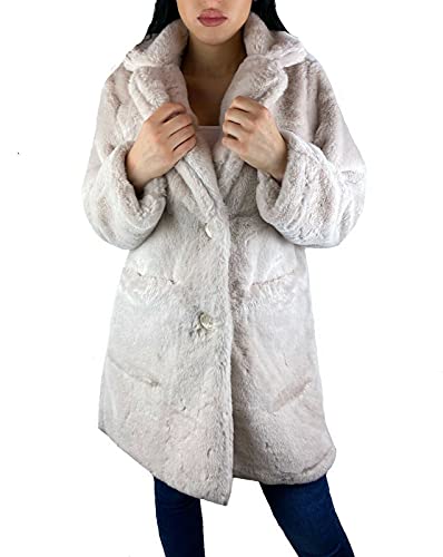 Worldclassca DAMEN PARKA WINTER LANG MANTEL AUS FELLIMMITAT KUNSTFELL FLAUSCHIG COAT PELZIMITAT JACKE WARM BLOGGER NEU S M L 36 38 40 42 (S/M (36-38), Beige) von Worldclassca