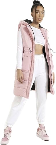 Worldclassca DAMEN STEPPWESTE LANG MIT KAPUZE WESTE ÄRMELLOS OUTDOOR STEPPMANTEL ÜBERGANGSJACKE HERBST WINTER GESTEPPT WARM JACKE BLOGGER FASHION NEU S-XL (S, Rosa) von Worldclassca