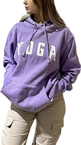 Worldclassca Damen Mädchen Oversized Hoodie Colloge Kapuzenpullover Lounge Sweatshirt Bedruckt Yoga Freizeit Sport Langarmshirt Oberteil Pulli (Lila) von Worldclassca