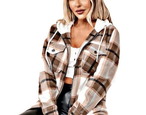 Worldclassca Damen Oversized HOLZFÄLLERHEMD HEMDJACKE MIT Kapuze KARO Hemd KARIERT LANGARMHEND Brusttaschen HEMDBLUSE Bluse Shirt Designer Fashion Blogger NEU XS-XL 36-44 (L, M-32) von Worldclassca