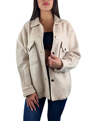 Worldclassca Damen Oversized Hemd HEMDJACKE EINFARBIG HOLZFÄLLERHEMD LANGARMHEND MIT Brusttaschen HEMDBLUSE Bluse Shirt Designer Blogger NEU S-L 36-42 (S, Beige, s) von Worldclassca