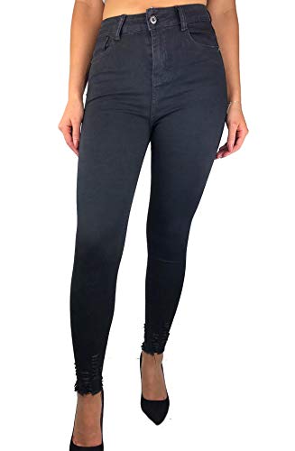 Worldclassca Damen Skinny Jeans HIGH Waist RÖHRENJEANS Denim DAMENJEANS Hose Stretch Blogger Fashion Freizeithose Damenhose Party Hose MIT Tasche Used Look XS-XL (S (36), Schwarz-Black) von Worldclassca