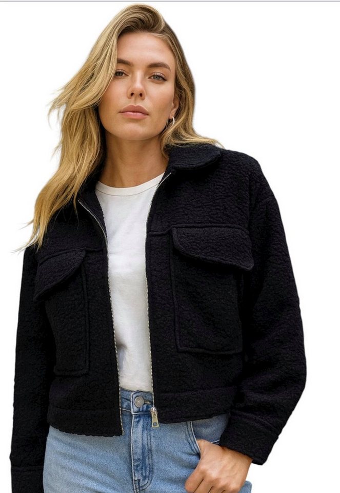 Worldclassca Fellimitatjacke Worldclassca Bomberjacke Zip Trench Teddy Jacke Übergangsjacke Blouson Neue Kollektion - Stilvolle und gemütliche Mode für Damen von Worldclassca
